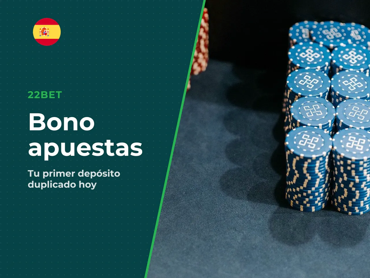 Bono para apuestas deportivas. El incentivo para la sección deportiva equipara el primer depósito al 100 % hasta **122 €**. Los requisitos formales para liberar el bono son: