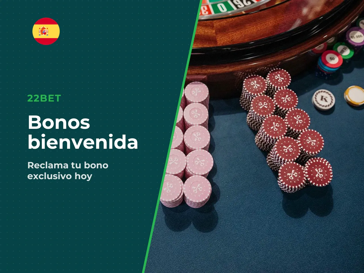 En su formato vigente, la plataforma 22Bet ofrece dos líneas principales de bienvenida: - **22bet apuestas deportivas:** 100 % del primer depósito hasta **122 €**. - **Casino:** 100 % del primer depós