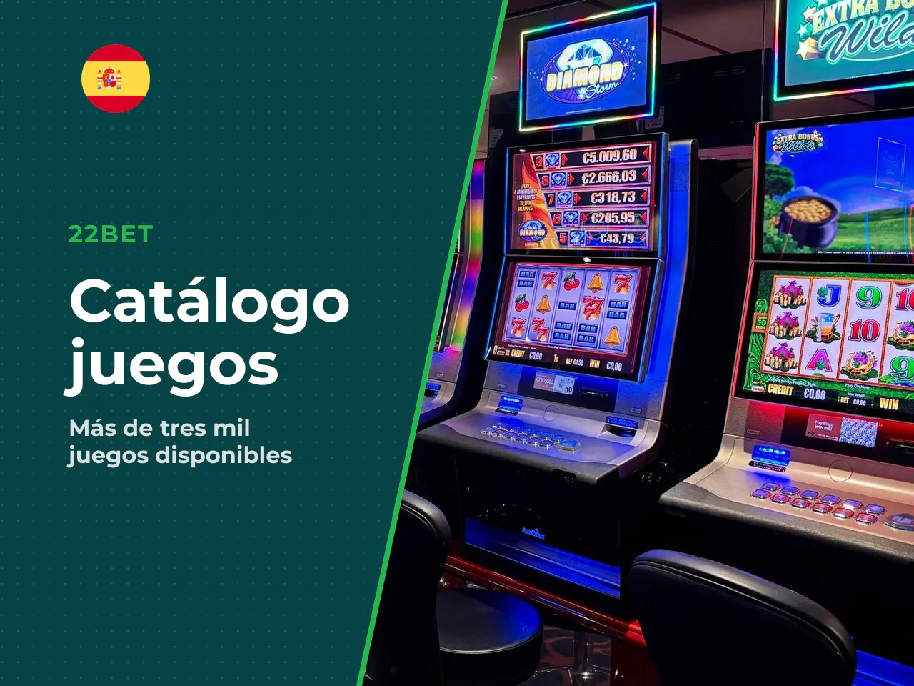 Qué juegos hay en 22Bet Casino. 22Bet destaca por variedad, al menos en el plano comercial. Las fuentes internacionales más solventes coinciden en situar el catálogo en **más de 3 000 juegos** de **10