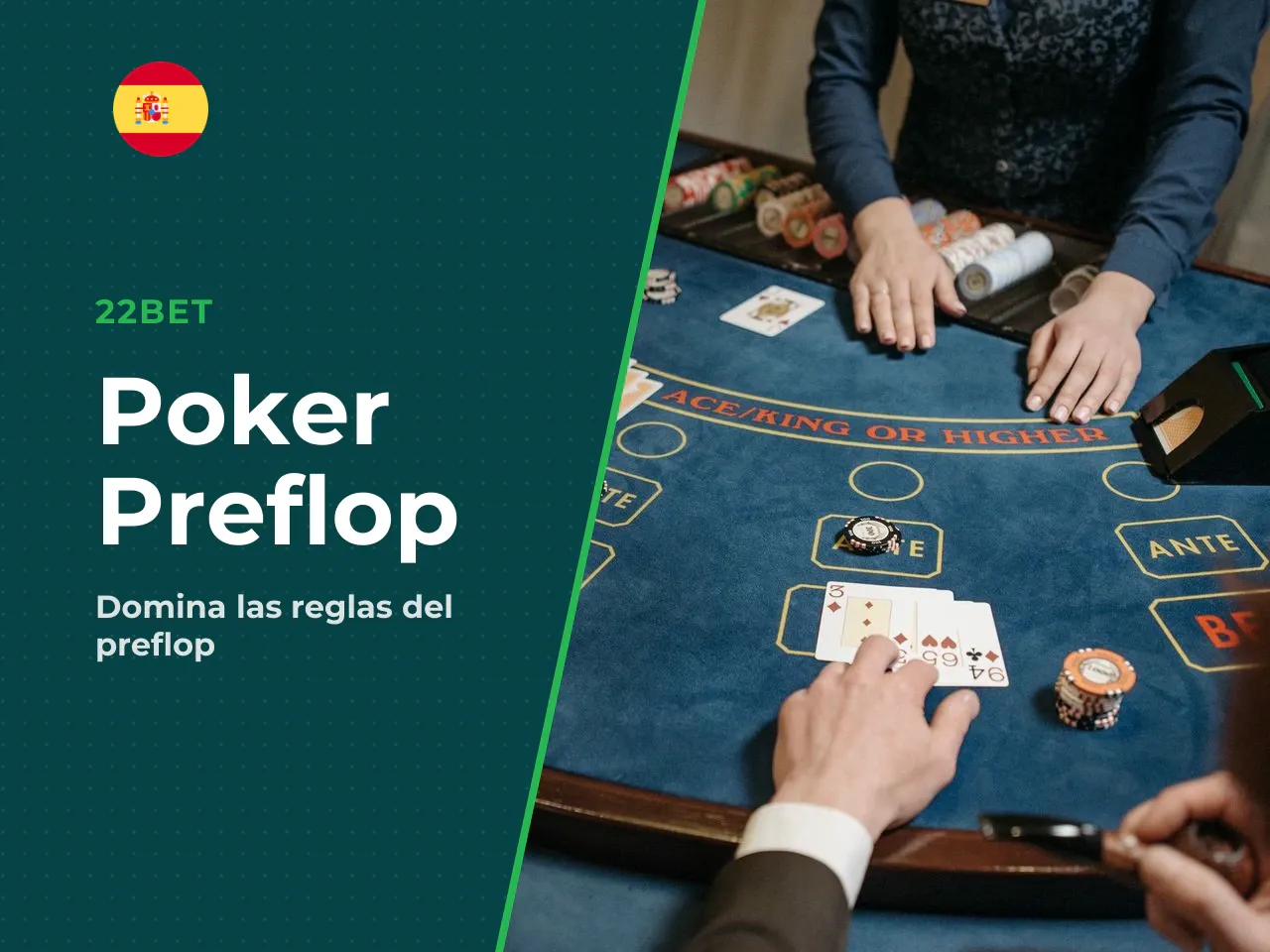 Reparto de cartas y primeras apuestas (preflop). La mano empieza con dos cartas privadas para cada jugador. Antes de ver cartas comunes, dos posiciones colocan las ciegas: **small blind** (mitad de la